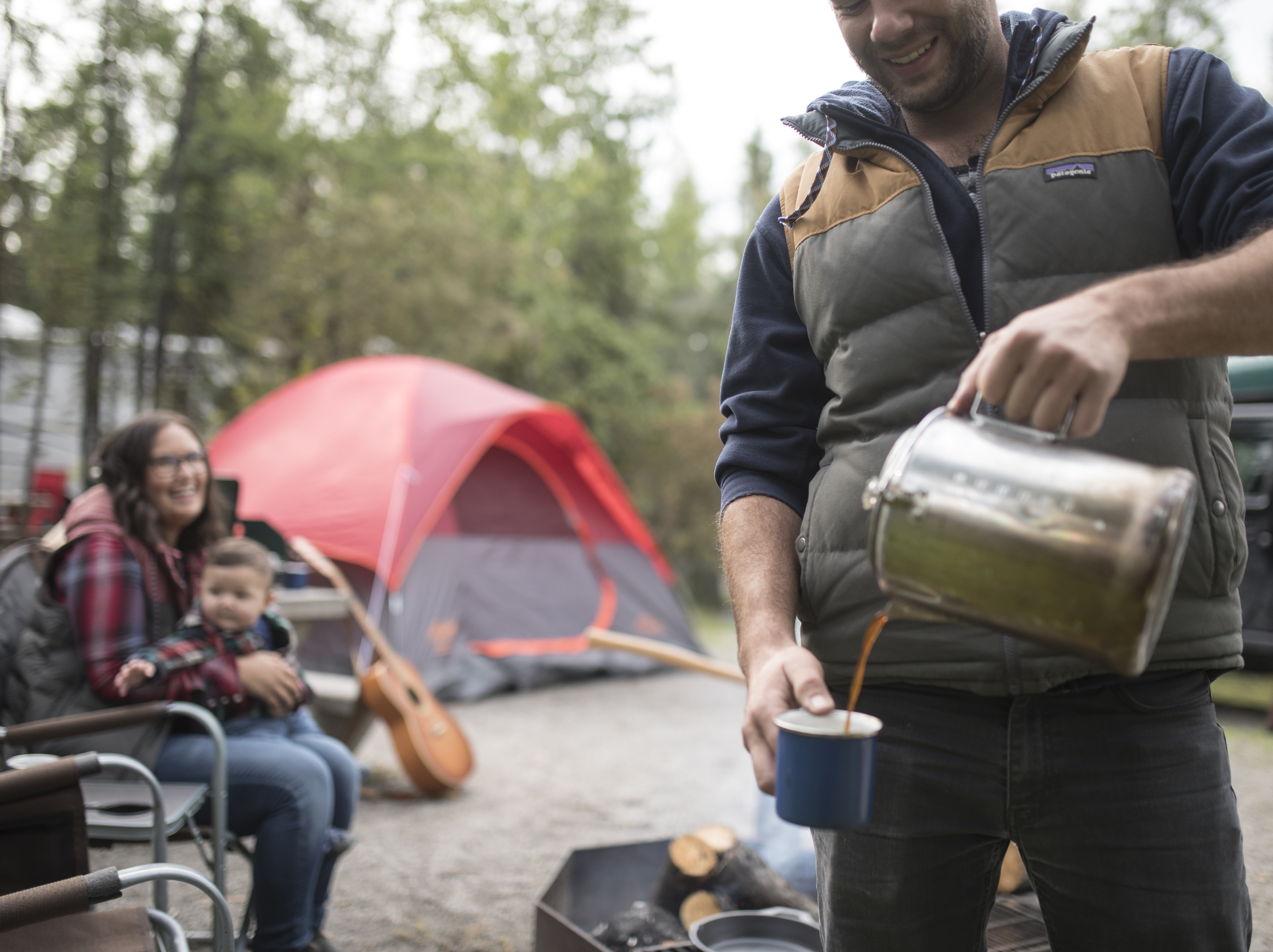 Tea pouring from pot