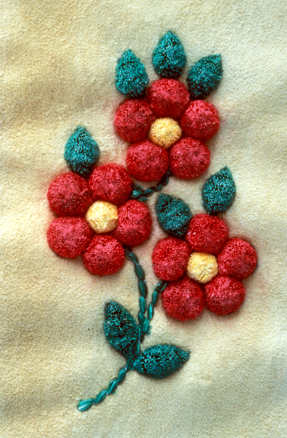 Moose Tufting example - red flowers