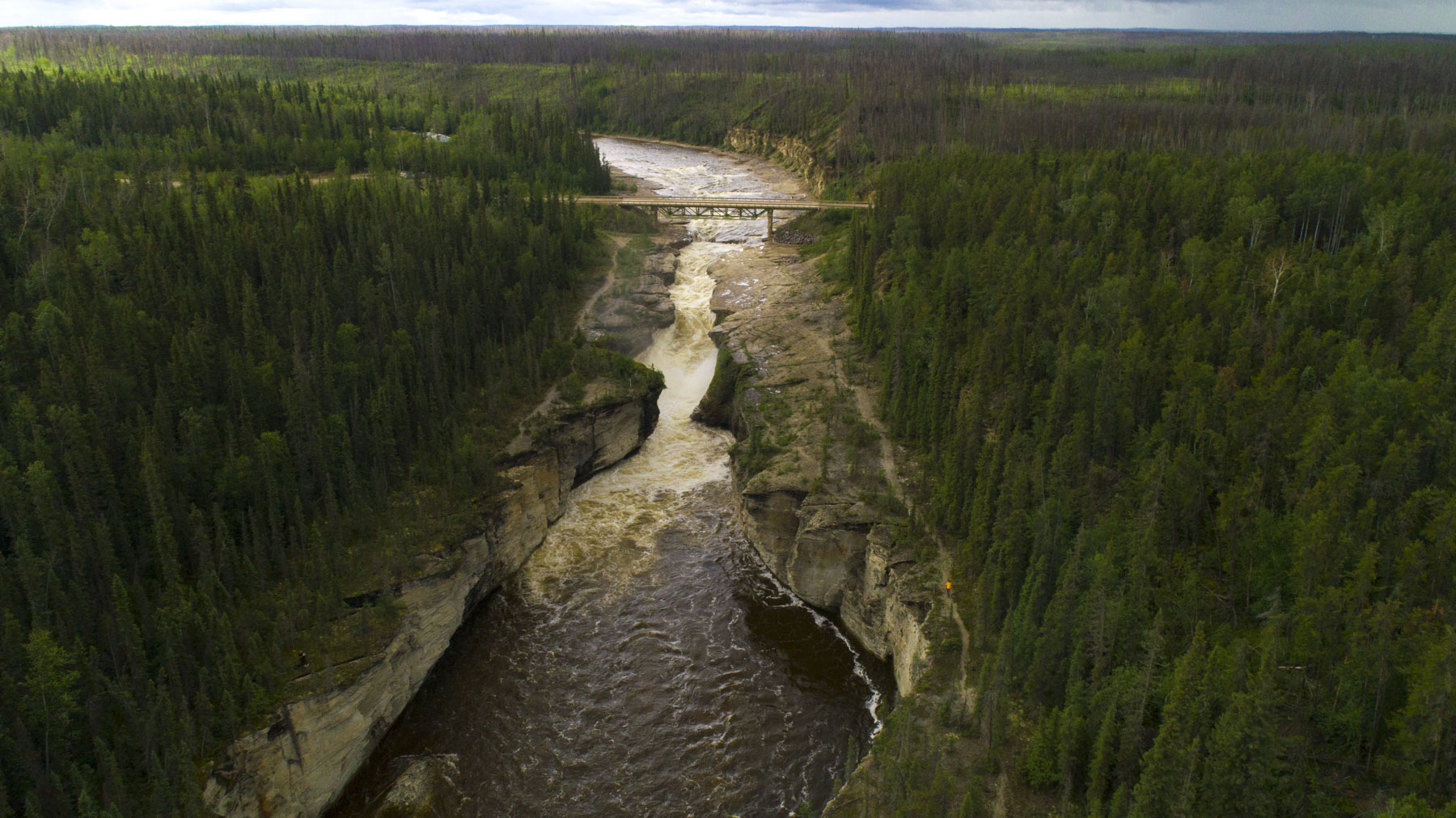 Samba Deh Falls from above with bridge