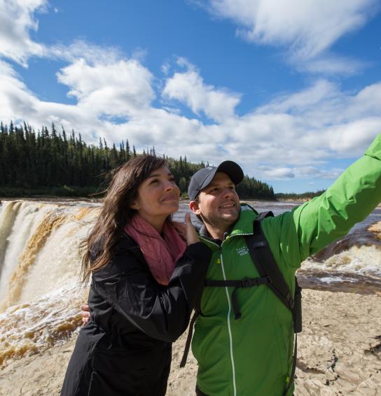 selfie photo waterfalls