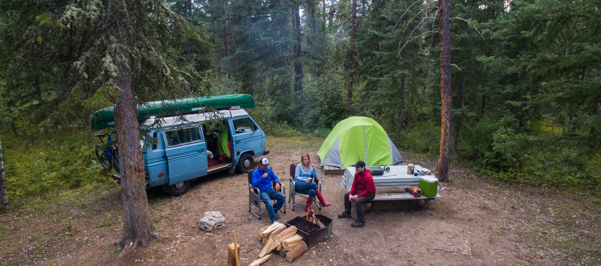 campsite, friends camping