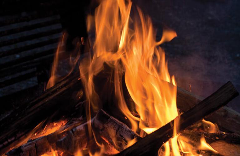 Campfire in Fort Providence campground