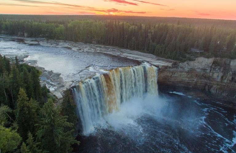 Aerial photo of waterfalls