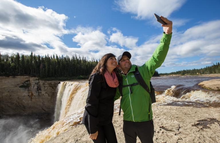 selfie photo waterfalls