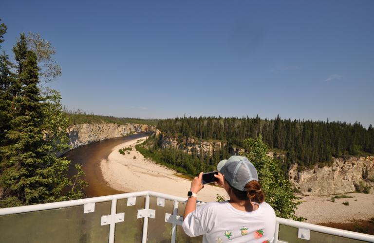 Viewing platform view, visitor taking photos