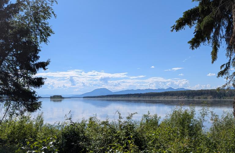 Blackstone view of mountains and river