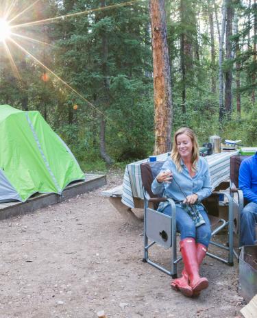 Roasting marshmallows, campsite photo