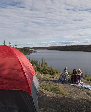 tent camping, lake view