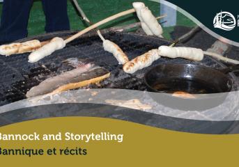 Bannock sticks over a fire