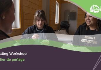 Beading workshop banner with participants